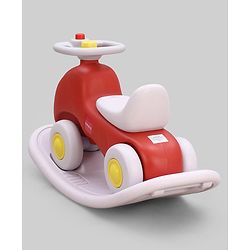 Babyhug 3 in 1 Car Rocker Combo - Push on Ride On - Red & Purple| Toy for 1-3 Years Kid| Balancing Board| Easy Assembly| Indoor & Outdoor Play| BIS Certified| Activity Gifting| Chu-chu Horn