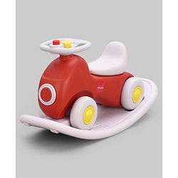 Babyhug 3 in 1 Car Rocker Combo - Push on Ride On - Red & Purple| Toy for 1-3 Years Kid| Balancing Board| Easy Assembly| Indoor & Outdoor Play| BIS Certified| Activity Gifting| Chu-chu Horn