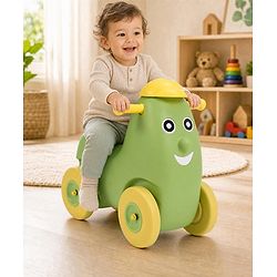 Babyhug Humpty Dumpty Manul Push Ride-On - Yellow & Green| Toy for 1 to 3 Year Kids| Foot-to-Floor Operation| Indoor & Outdoor Play| BIS Certified| Activity Gifting Option