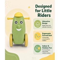 Babyhug Humpty Dumpty Manul Push Ride-On - Yellow & Green| Toy for 1 to 3 Year Kids| Foot-to-Floor Operation| Indoor & Outdoor Play| BIS Certified| Activity Gifting Option