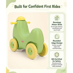 Babyhug Humpty Dumpty Manul Push Ride-On - Yellow & Green| Toy for 1 to 3 Year Kids| Foot-to-Floor Operation| Indoor & Outdoor Play| BIS Certified| Activity Gifting Option