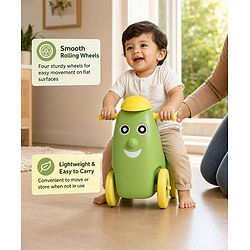 Babyhug Humpty Dumpty Manul Push Ride-On - Yellow & Green| Toy for 1 to 3 Year Kids| Foot-to-Floor Operation| Indoor & Outdoor Play| BIS Certified| Activity Gifting Option