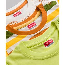 Babyhug 100% Cotton Knit T-Shirts with Graphics Multi Color 6-9 Months Pack of 3