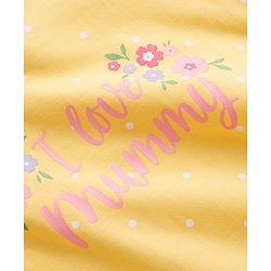 Babyhug Cotton Knit Polka Dots & Floral Printed Nighty - Yellow