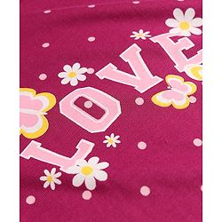 Babyhug Cotton Knit Half Sleeves Nighty With Polka Dots Print & Text Print - Purple