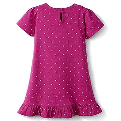 Babyhug Cotton Knit Half Sleeves Nighty With Polka Dots Print & Text Print - Purple