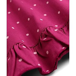 Babyhug Cotton Knit Half Sleeves Nighty With Polka Dots Print & Text Print - Purple
