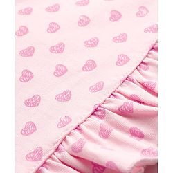 Babyhug Cotton Knit Half Sleeves Nighty With Heart Print - Pink
