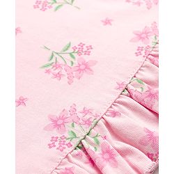 Babyhug Cotton Knit Half Sleeves Nighty With Floral Print - Pink