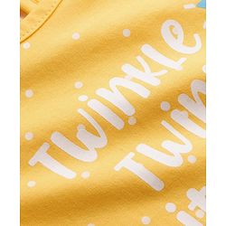 Babyhug Cotton Knit Half Sleeves Polka Dots & Text Printed Nighty - Yellow