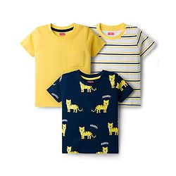 Babyhug Cotton Knit T-Shirts with Graphics Pack of 3 Multi Color 6-9 Months
