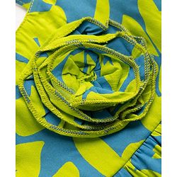 Babyhug Cotton Woven Sleeveless Fit & Flared Frock Floral Print with Applique   - Green