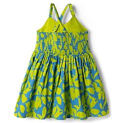 Babyhug Cotton Woven Sleeveless Fit & Flared Frock Floral Print with Applique   - Green
