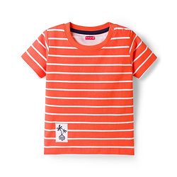 Babyhug Cotton Knit Half Sleeves T-Shirts with Stripes & Good Vibes Graphics Pack of 3 - Multicolor