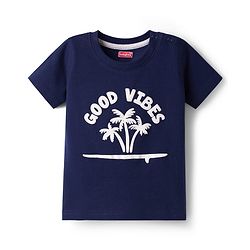 Babyhug Cotton Knit Half Sleeves T-Shirts with Stripes & Good Vibes Graphics Pack of 3 - Multicolor