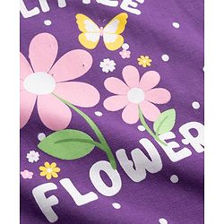 Babyhug Cotton Knit Half Sleeves Floral & Polka Dots Printed Nighty - Violet