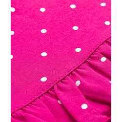 Babyhug Cotton Knit Frill Sleeves Polka Dot Printed Nighty - Purple