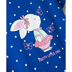 Babyhug Cotton Knit Half Sleeves Nighty With Bear & Polka Dots Print - Navy Blue