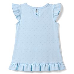 Babyhug Cotton Knit Half Sleeves Nighty with Bunny Print - Blue
