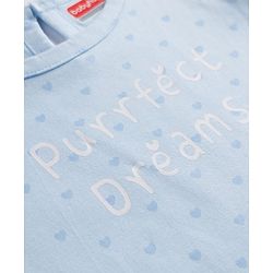 Babyhug Cotton Knit Half Sleeves Nighty with Bunny Print - Blue