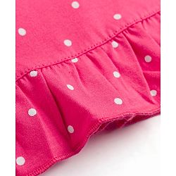 Babyhug Cotton Knit Half Sleeves Nighty With Star & Polka Dots Print - Pink