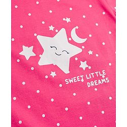 Babyhug Cotton Knit Half Sleeves Nighty With Star & Polka Dots Print - Pink