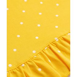 Babyhug Cotton Knit Half Sleeves Nighty With Polka Dot Print - Yellow