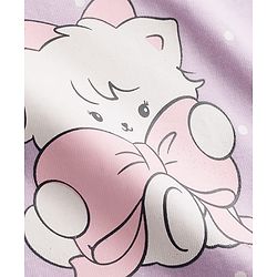 Babyhug Cotton Knit Half Sleeves Polka Sots & Kitty Printed Nighty - Lavender