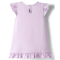 Babyhug Cotton Knit Half Sleeves Polka Sots & Kitty Printed Nighty - Lavender