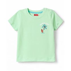 Babyhug 100% Cotton Knit T-Shirts Half Sleeves with Graphics Light/Sky Blue 6-9 Months Pack of 3