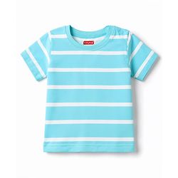 Babyhug 100% Cotton Knit T-Shirts Half Sleeves with Graphics Light/Sky Blue 6-9 Months Pack of 3