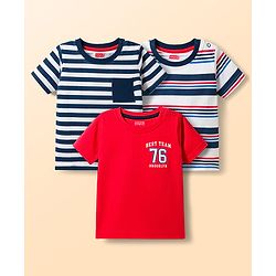Babyhug Cotton Knit T-Shirts Half Sleeves with Graphics Pack of 3 Multi Color 9-12 Months