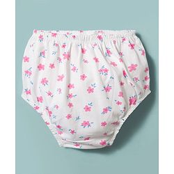 Babyhug Cotton Woven Frocks with Bloomer/Shorts Floral Print White 0-0 Months