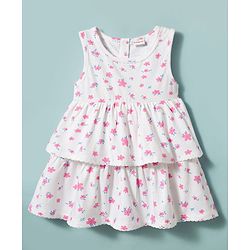 Babyhug Cotton Woven Frocks with Bloomer/Shorts Floral Print White 0-0 Months