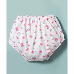 Babyhug Cotton Woven Frocks with Bloomer/Shorts Floral Print White 0-0 Months