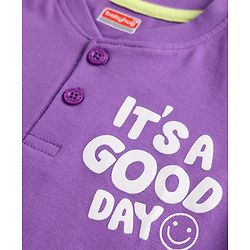 Babyhug 100% Cotton Knit Half Sleeves T-Shirt With Front & Back Text Print - Purple