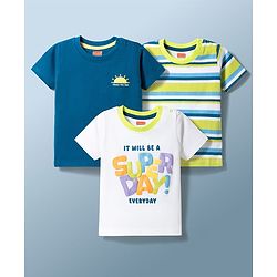 Babyhug Cotton Knit T-Shirts Half Sleeves with Graphics Multi Color 9-12 Months Pack of 3