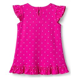 Babyhug Cotton Knit Half Sleeves Polka Dots & Foil Printed Nighty - Red