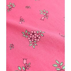 Babyhug Cotton Knit Half Sleeves Nighty With Floral Print - Pink