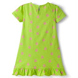 Babyhug Cotton Knit Half Sleeves Nighty With Cherry Print - Green