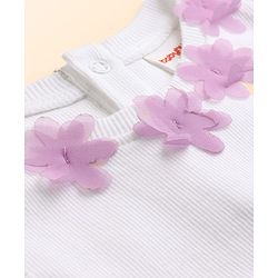 Babyhug Cotton Knit Frocks with Bloomer/Shorts Sleeveless with Flower Applique Lavender 0-0 Months