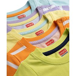 Babyhug 100% Cotton Knit T-Shirts Half Sleeves with Graphics Multi Color 6-9 Months Pack of 5