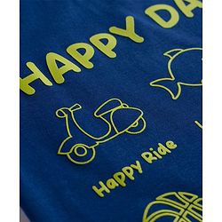 Babyhug Cotton Knit Half Sleeves T-Shirt with Text & Vehicle Graphics - Navy Blue