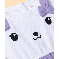 Babyhug Cotton Knit Frocks with Bloomer/Shorts Short Sleeves Round Neck Rabbit Applique Lavender New Born