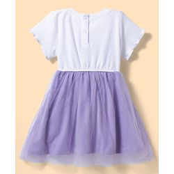Babyhug Cotton Knit Frocks with Bloomer/Shorts Short Sleeves Round Neck Rabbit Applique Lavender New Born