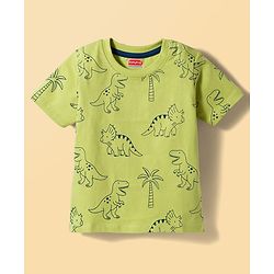 Babyhug Cotton Knit Half Sleeves T-Shirts With Dino Print Pack of 3 - Multicolor