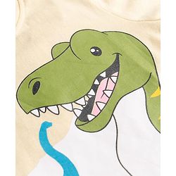 Babyhug 100% Cotton Knit Half Sleeves T-Shirts With Dino Graphic - Cream
