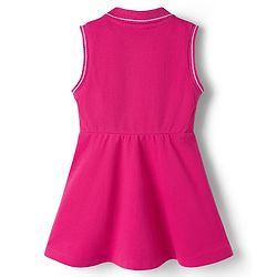 Babyhug Knit Sleeveless Frock With New York Print - Dark Pink
