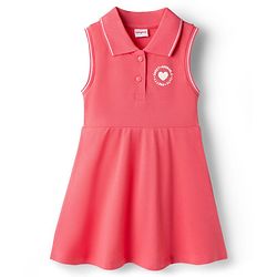 Babyhug Knit Sleeveless Frock With Heart Print - Pink