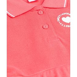 Babyhug Knit Sleeveless Frock With Heart Print - Pink